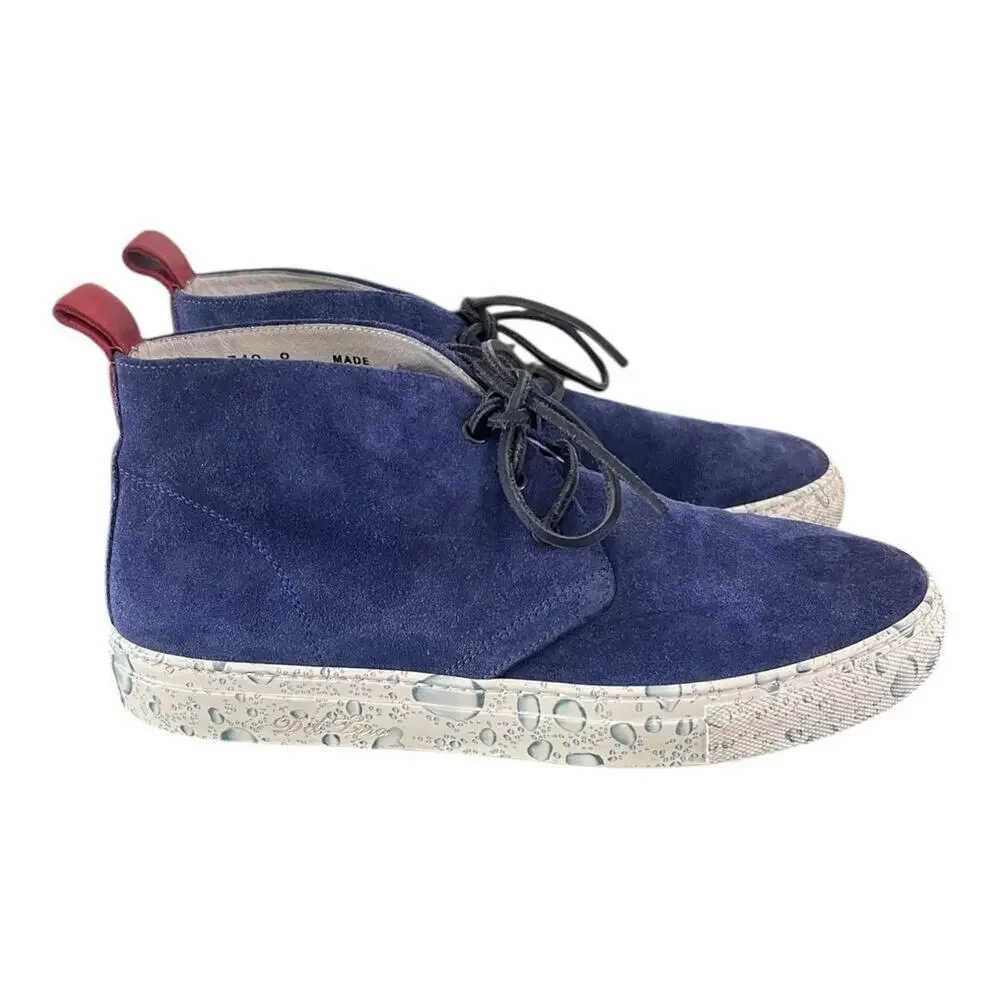 Rare Del Toro Blue Suede Boots Water Drop Sole Italy Luxury Chukka Mens Size 8